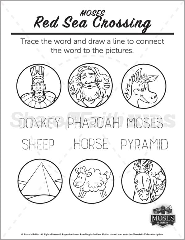 Exodus 12 The Red Sea Crossing Preschool Word Picture Match