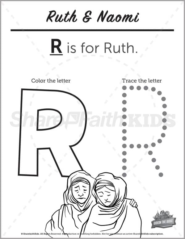 Ruth 1 4 Ruth and Naomi Preschool Letter Coloring