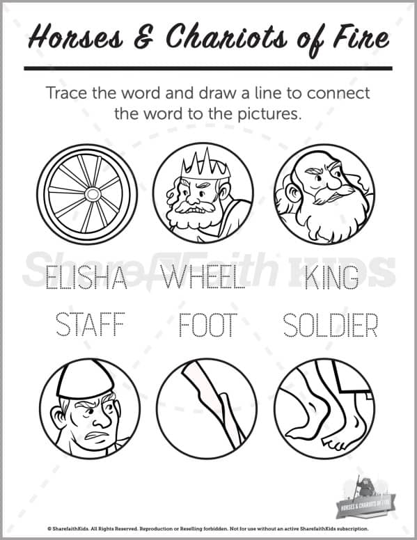 2 Kings 6 Horses and Chariots of Fire Preschool Word Picture Match