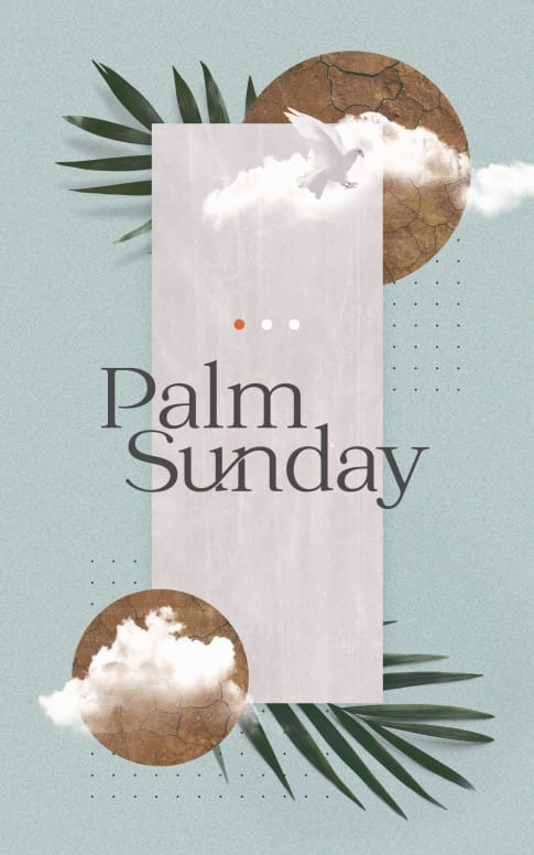 Palm Sunday Blue Church Bifold Bulletin