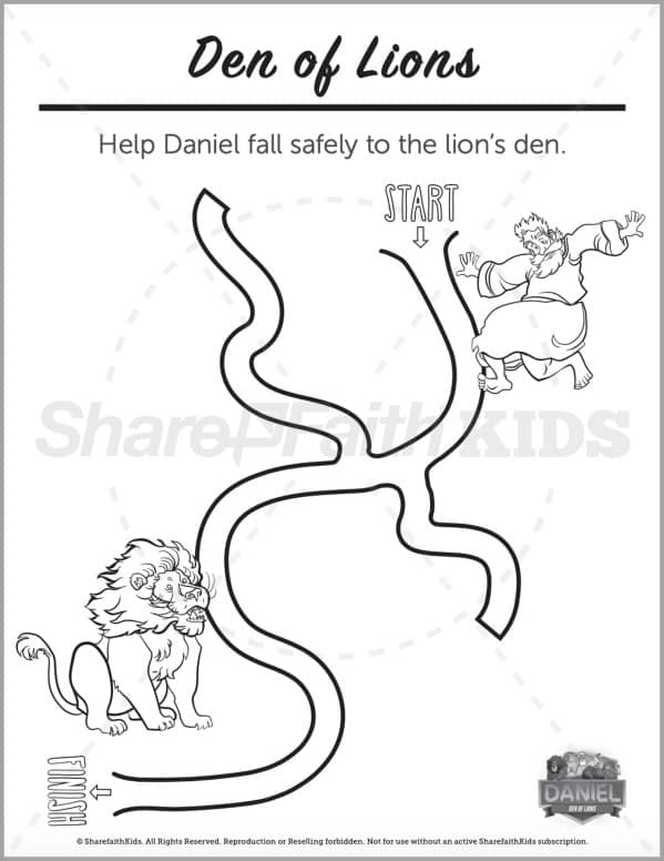 Daniel 6 Den of Lions Preschool Mazes