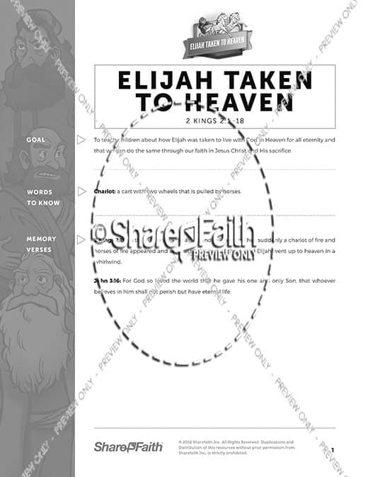 2 Kings 2 Elijah Taken to Heaven Curriculum