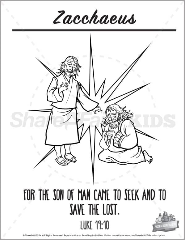 Luke 19 The Story of Zacchaeus Preschool Coloring Pages