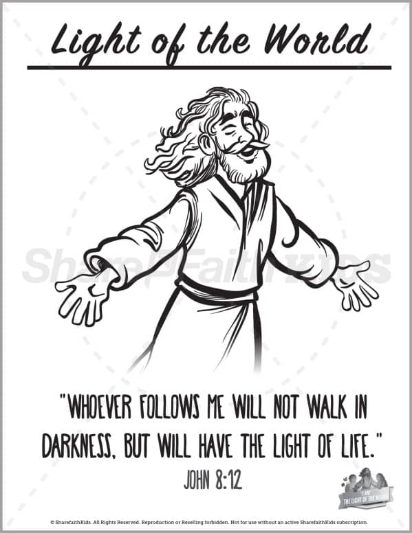 John 8 Light Of The World Preschool Coloring Pages