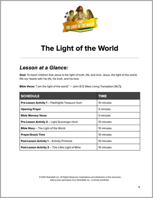 John 8 Light Of The World Preschool Curriculum