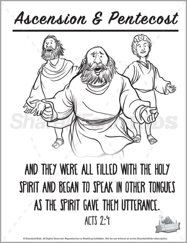 Acts 2 The Ascension and Pentecost Preschool Coloring Pages