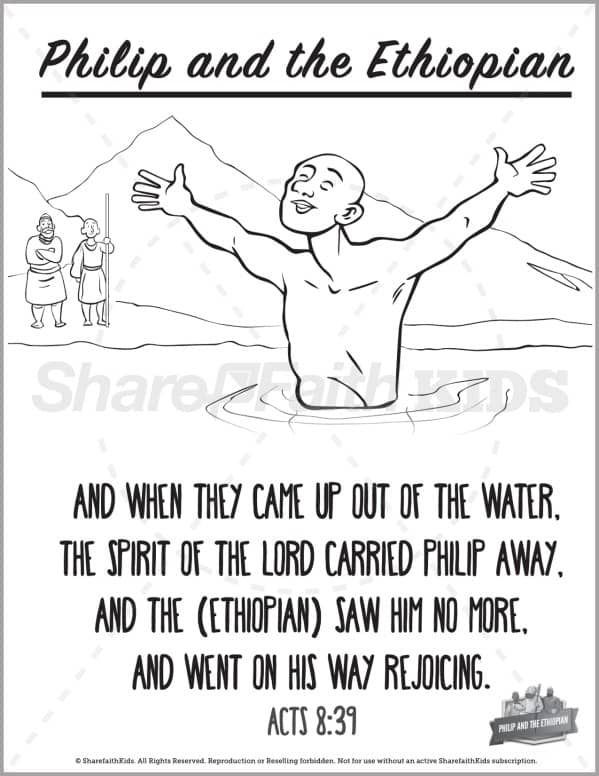 Acts 8 Philip and the Ethiopian Preschool Coloring Pages