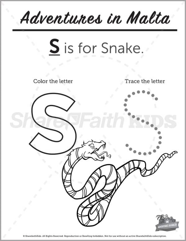 Acts 28 Adventures in Malta Preschool Letter Coloring