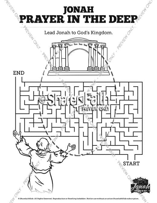 Jonah 2 Prayer in the Deep Bible Mazes