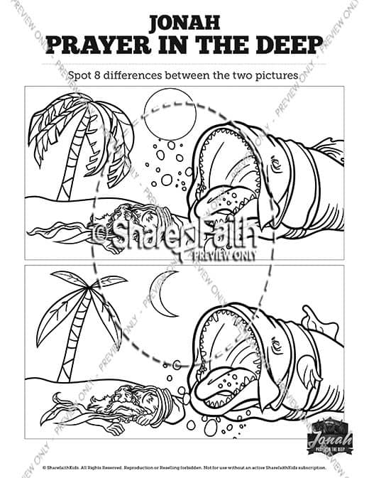 Jonah 2 Prayer in the Deep Spot the Differences