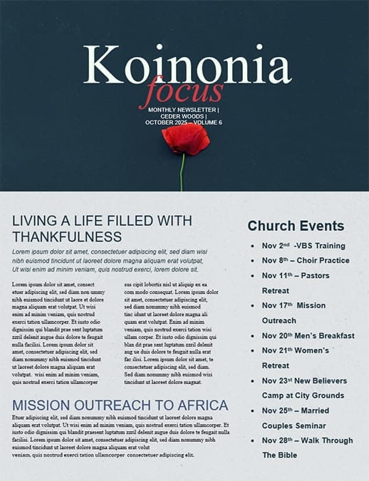 Lest We Forget Church Newsletter