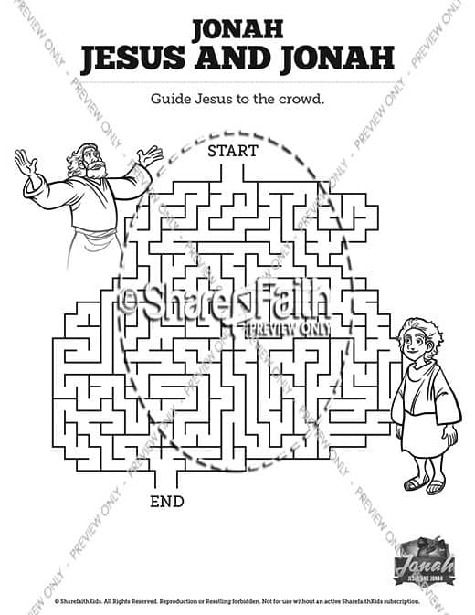 Matthew 12 Jesus and Jonah Bible Mazes