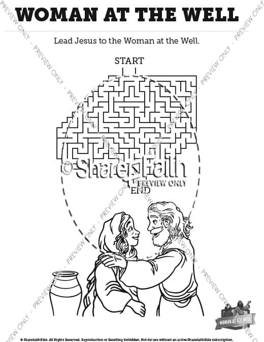 John 4 Woman at the Well Bible Mazes