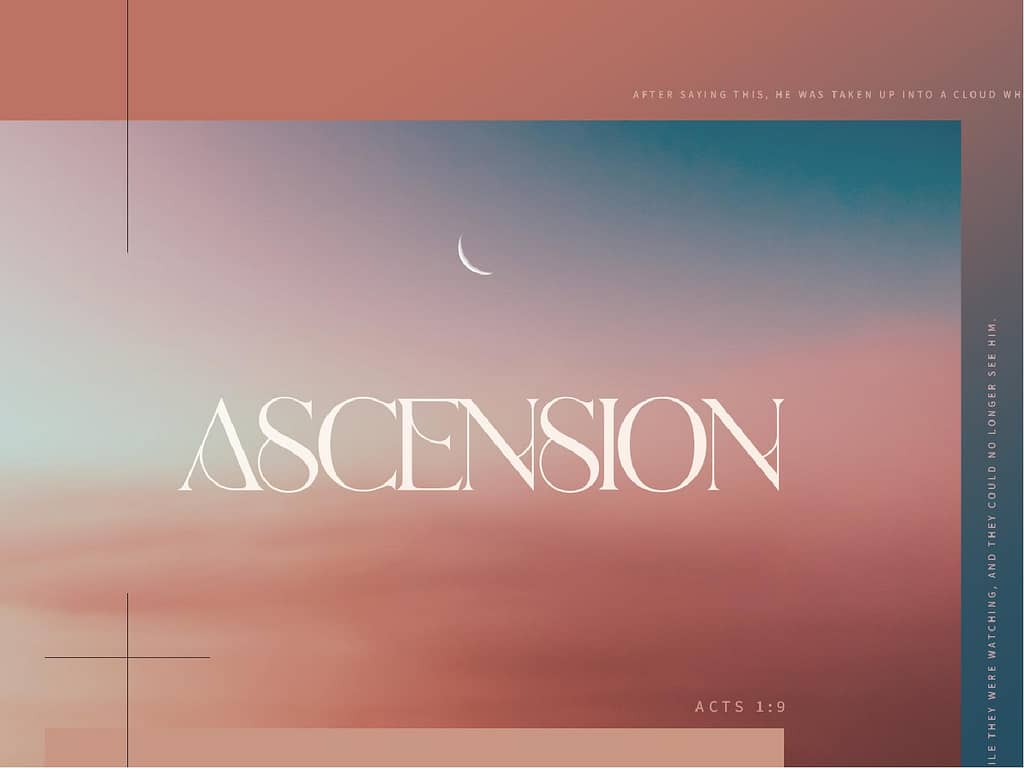 Jesus' Ascension Pink Blue Church PowerPoint