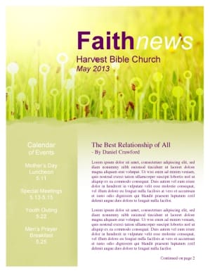 Summer Newsletter Template for Church