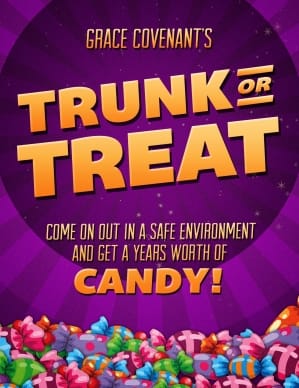Trunk or Treat Fall Festival Celebration Flyer for Church