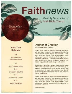Bearing Fruit Church Newsletter