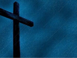 Cross Design Christian Background Blue Rain