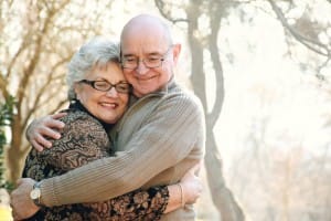 Elder Couple Marriage Hugging Christian Stock Photo