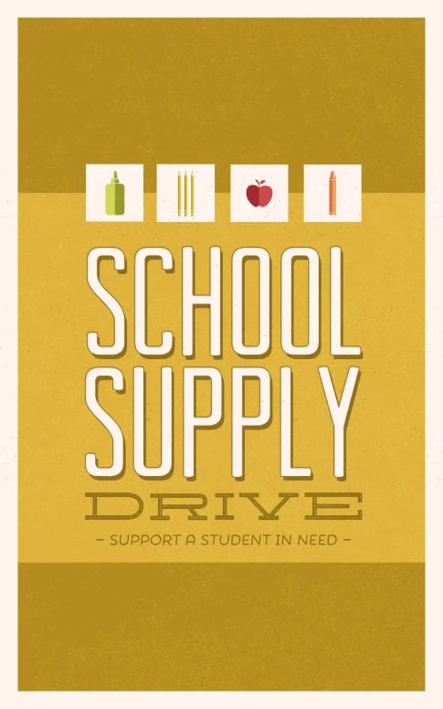 School Supply Drive Church Bulletin