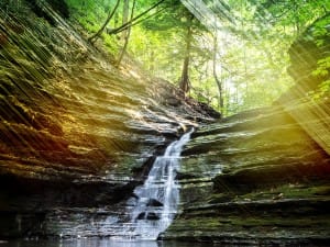 Sun Streak Waterfall Worship Background