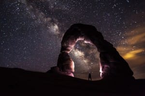 Stargazing Under an Arch Ministry Stock Photo