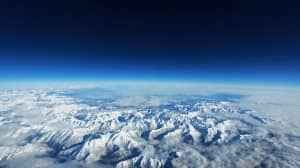 Snowy Mountains from Space Religious Stock Photo
