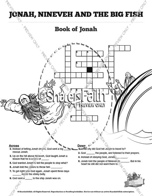 Jonah And The Whale Sunday School Crossword Puzzles