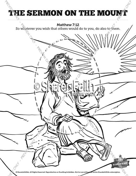 Sermon On the Mount (Beatitudes) Sunday School Coloring Pages