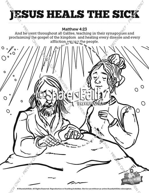 Jesus Heals The Sick Sunday School Coloring Pages