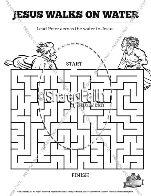 Jesus Walks On Water Bible Mazes