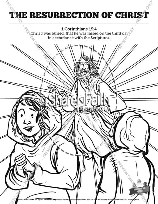 Jesus' Resurrection Sunday School Coloring Pages