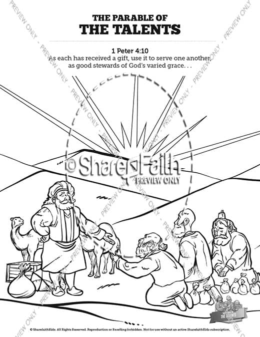 The Parable of the Talents Sunday School Coloring Pages