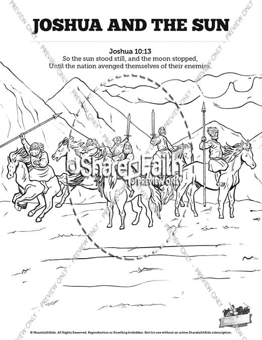 Joshua 10 Sun Stand Still Sunday School Coloring Pages
