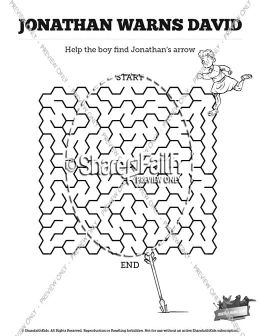 1 Samuel 20 David and Jonathan Bible Mazes