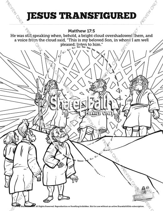 Matthew 17 The Transfiguration Sunday School Coloring Pages