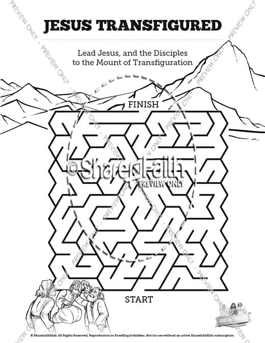 Matthew 17 The Transfiguration Bible Mazes