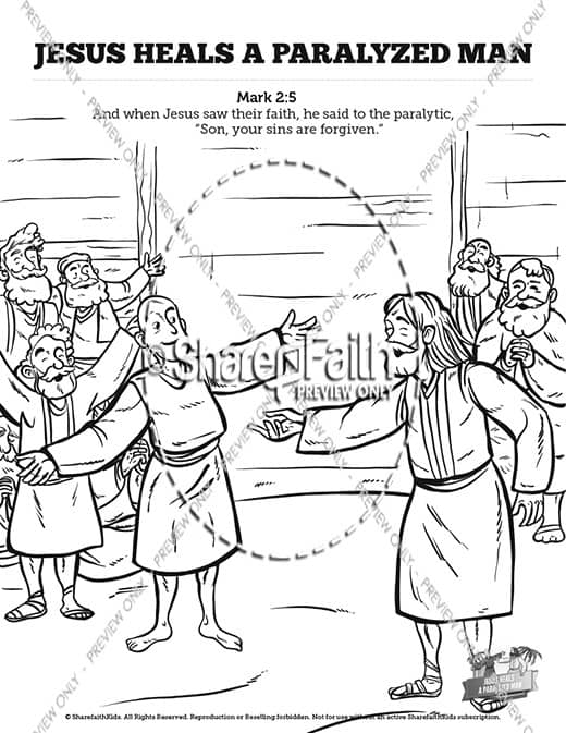 Luke 5 Jesus Heals The Paralytic Sunday School Coloring Pages