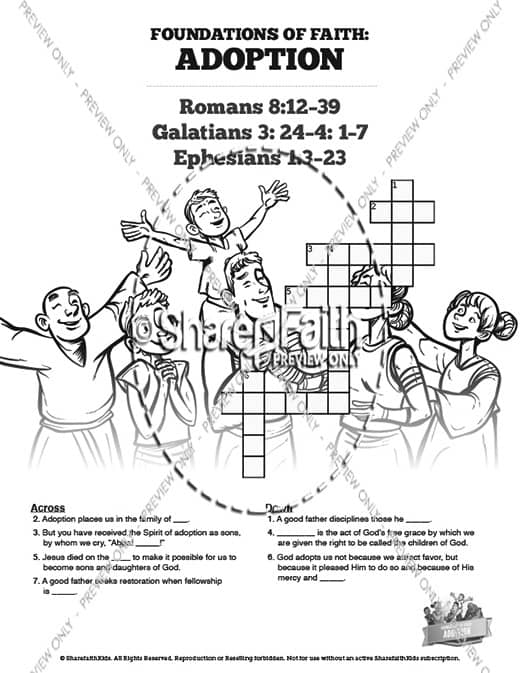 Romans 8 Adoption Sunday School Crossword Puzzles