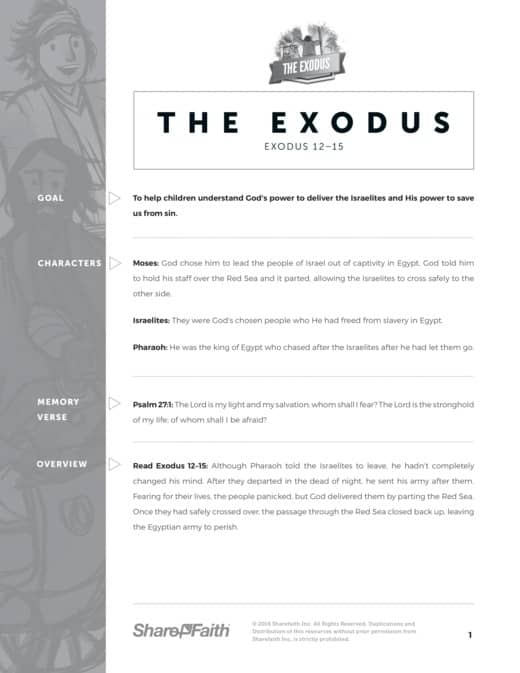 The Exodus Story Sunday School Curriculum