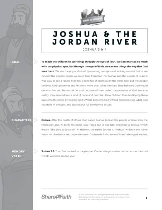 Joshua 3 Crossing The Jordan River Sunday School Curriculum