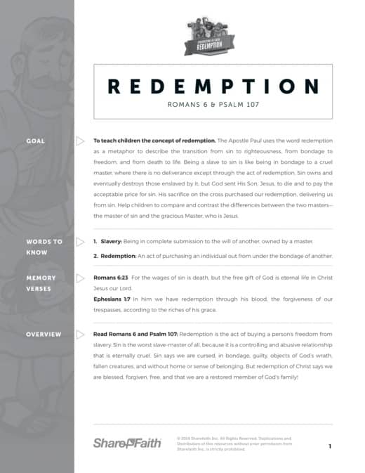Romans 6 Redemption Sunday School Curriculum