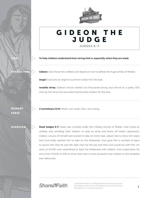 Judges 6 Gideon and the 300 Men Sunday School Curriculum