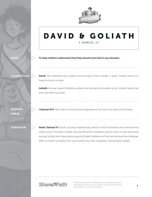 David and Goliath Sunday School Curriculum
