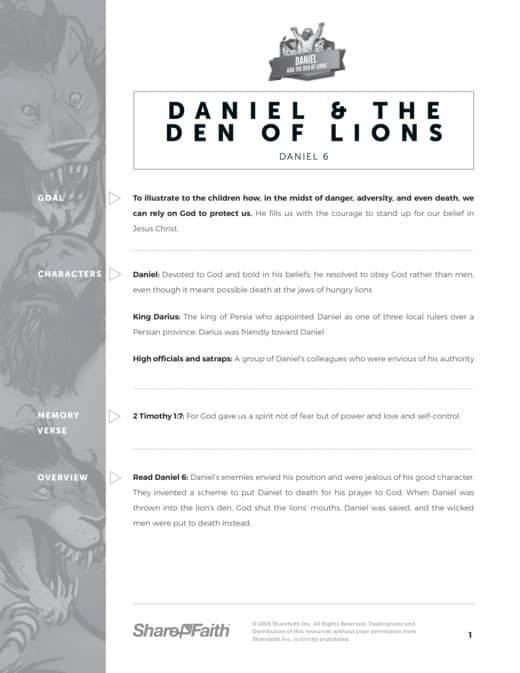 Daniel and the Den of Lions Curriculum