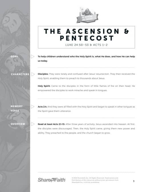 The Ascension and Pentecost Sunday School Curriculum