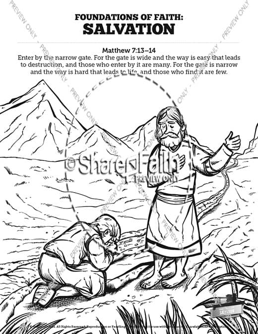 Matthew 7 Plan of Salvation Sunday School Coloring Pages