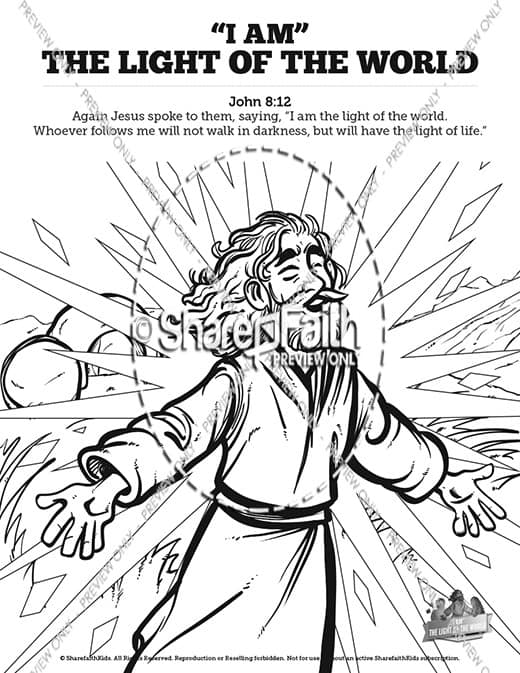 John 8 Light Of The World Sunday School Coloring Pages