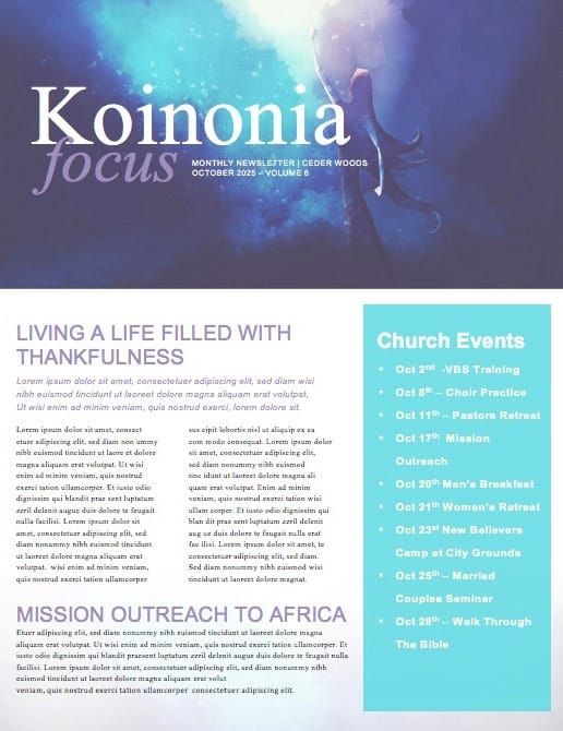 Beauty From The Ashes Church Newsletter Template