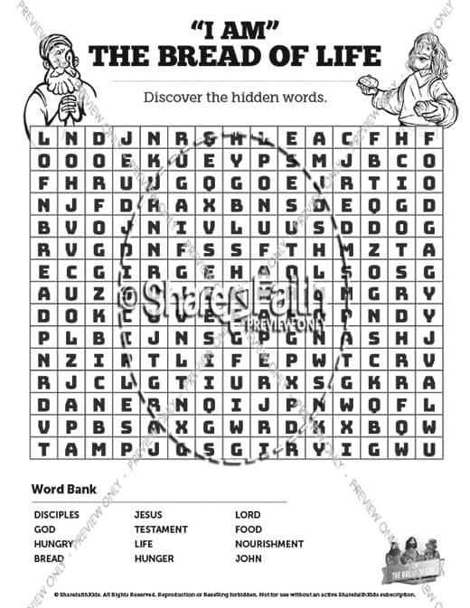 John 6 Bread of Life Bible Word Search Puzzles